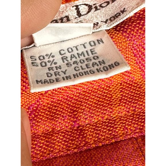 Christian Dior Ramie Blend Tropical Print Skirt sz 10 Orange - Picture 5 of 8